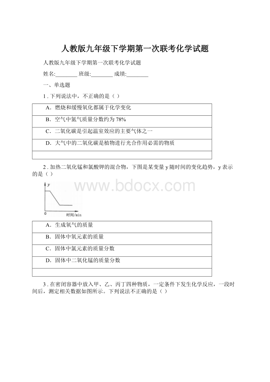 人教版九年级下学期第一次联考化学试题.docx_第1页