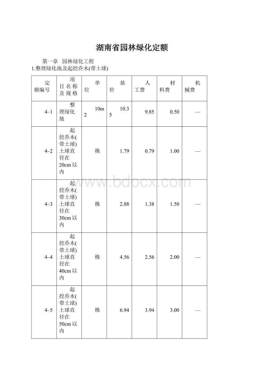 湖南省园林绿化定额.docx