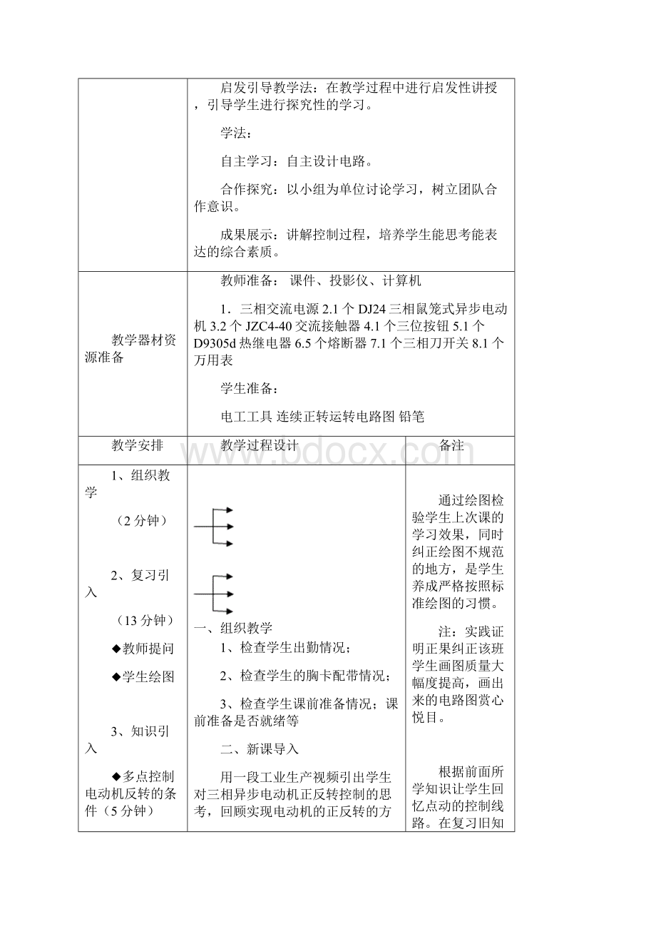 三相异步电动机的正反转控制线路教案Word格式.docx_第2页