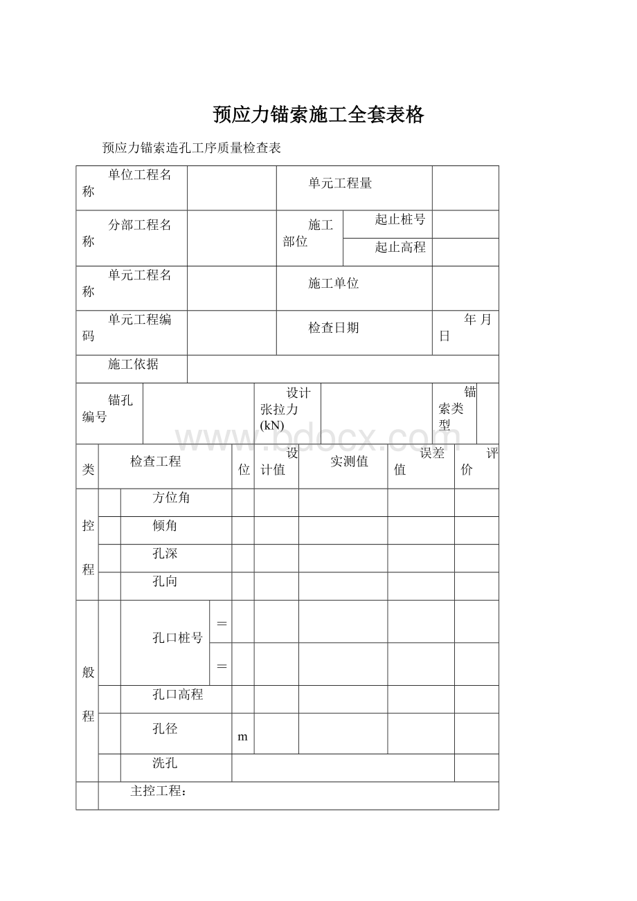 预应力锚索施工全套表格Word格式文档下载.docx