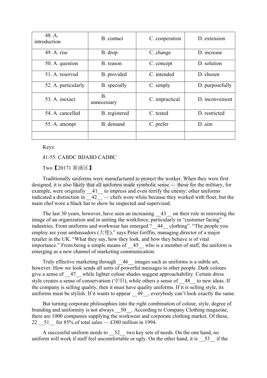 上海市各区高三英语一模汇编完形填空老师版已校对.docx_第2页