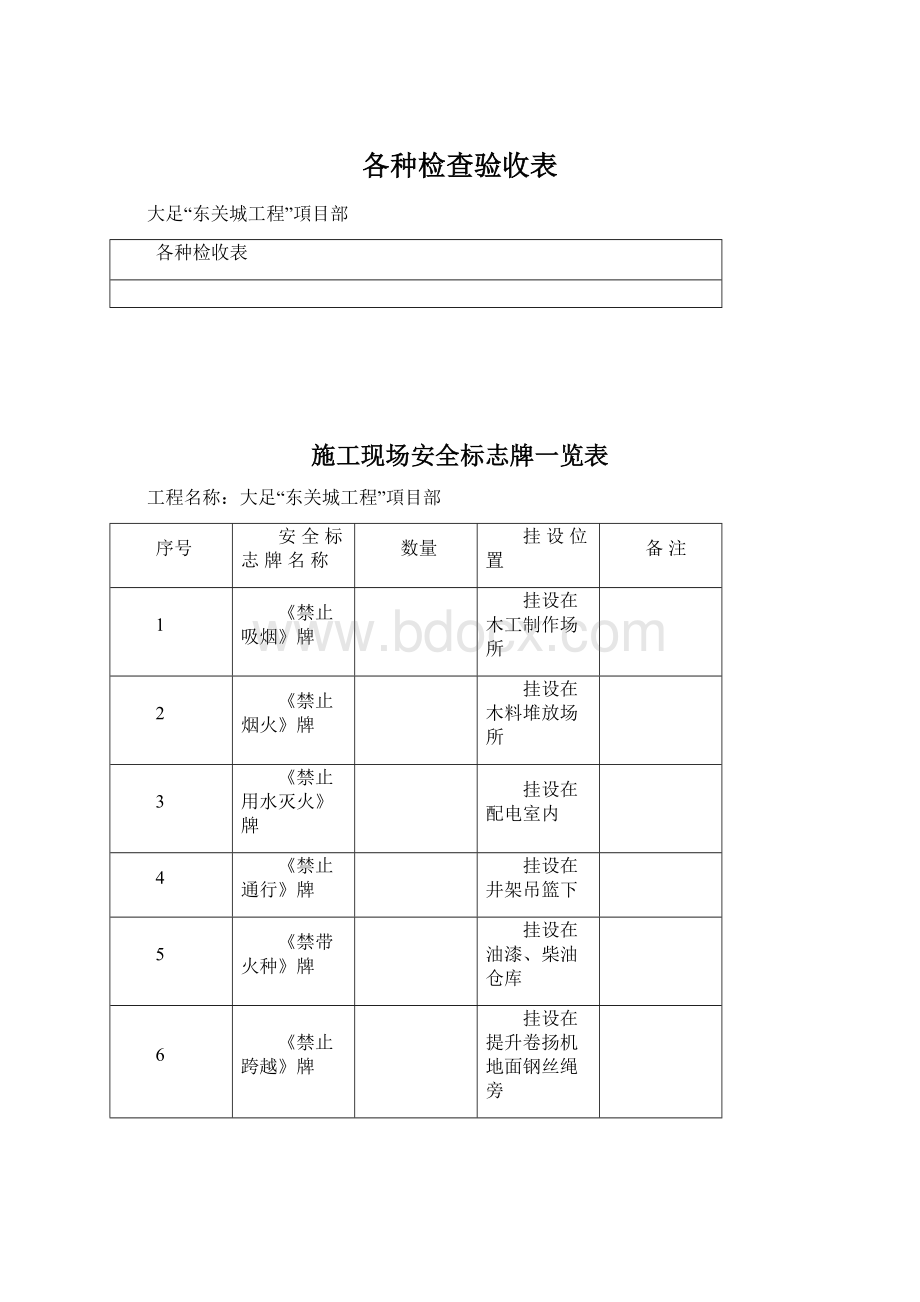 各种检查验收表.docx