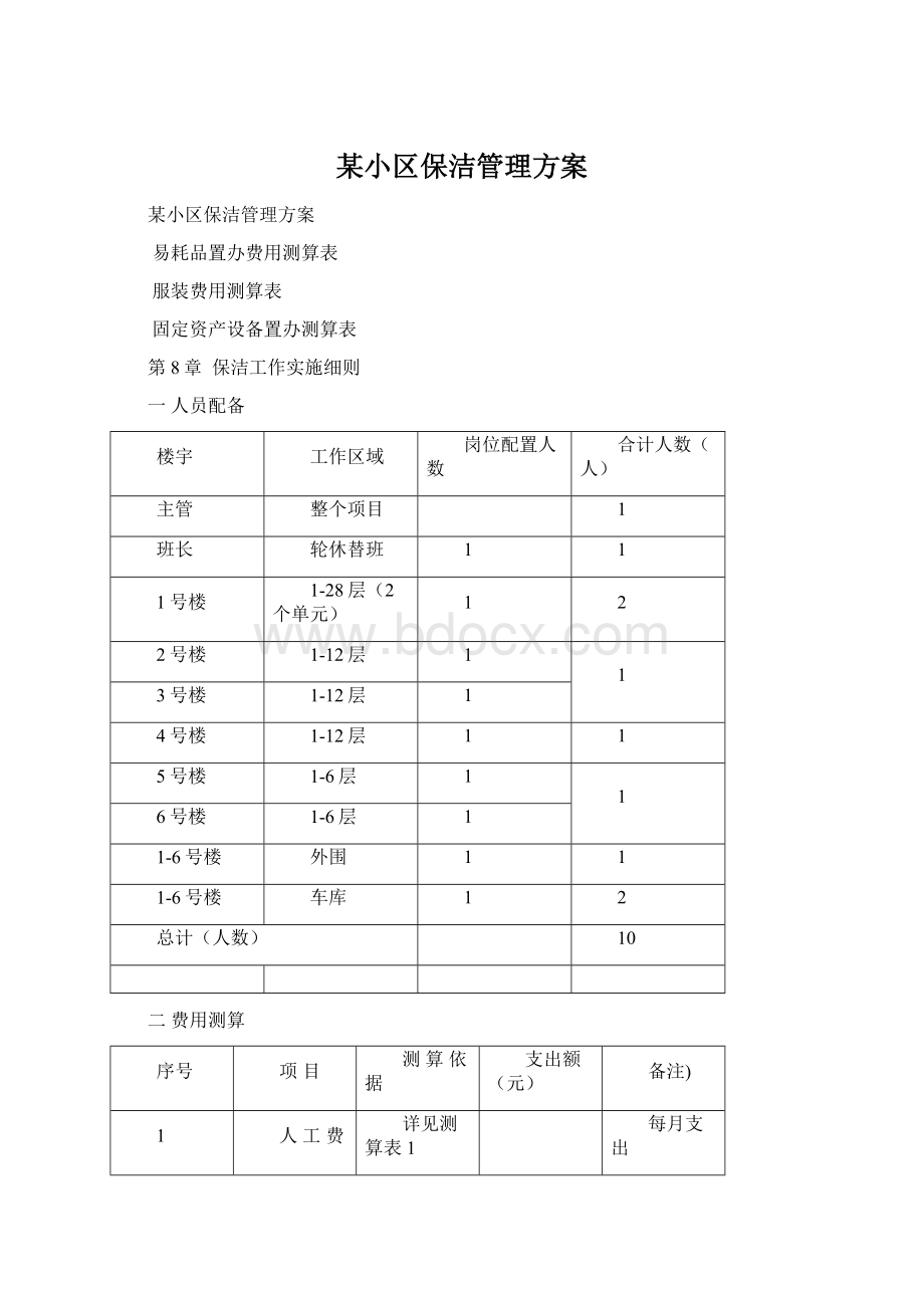 某小区保洁管理方案.docx_第1页