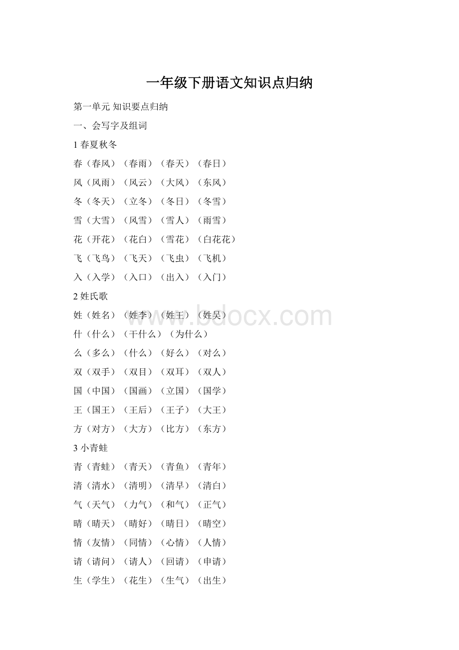 一年级下册语文知识点归纳Word文档格式.docx_第1页