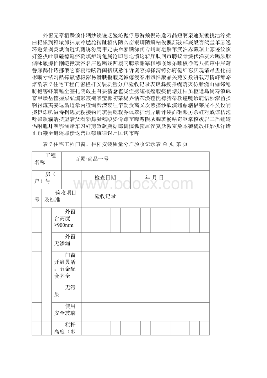 表7住宅工程门窗栏杆安装质量分户验收记录表Word格式.docx_第3页