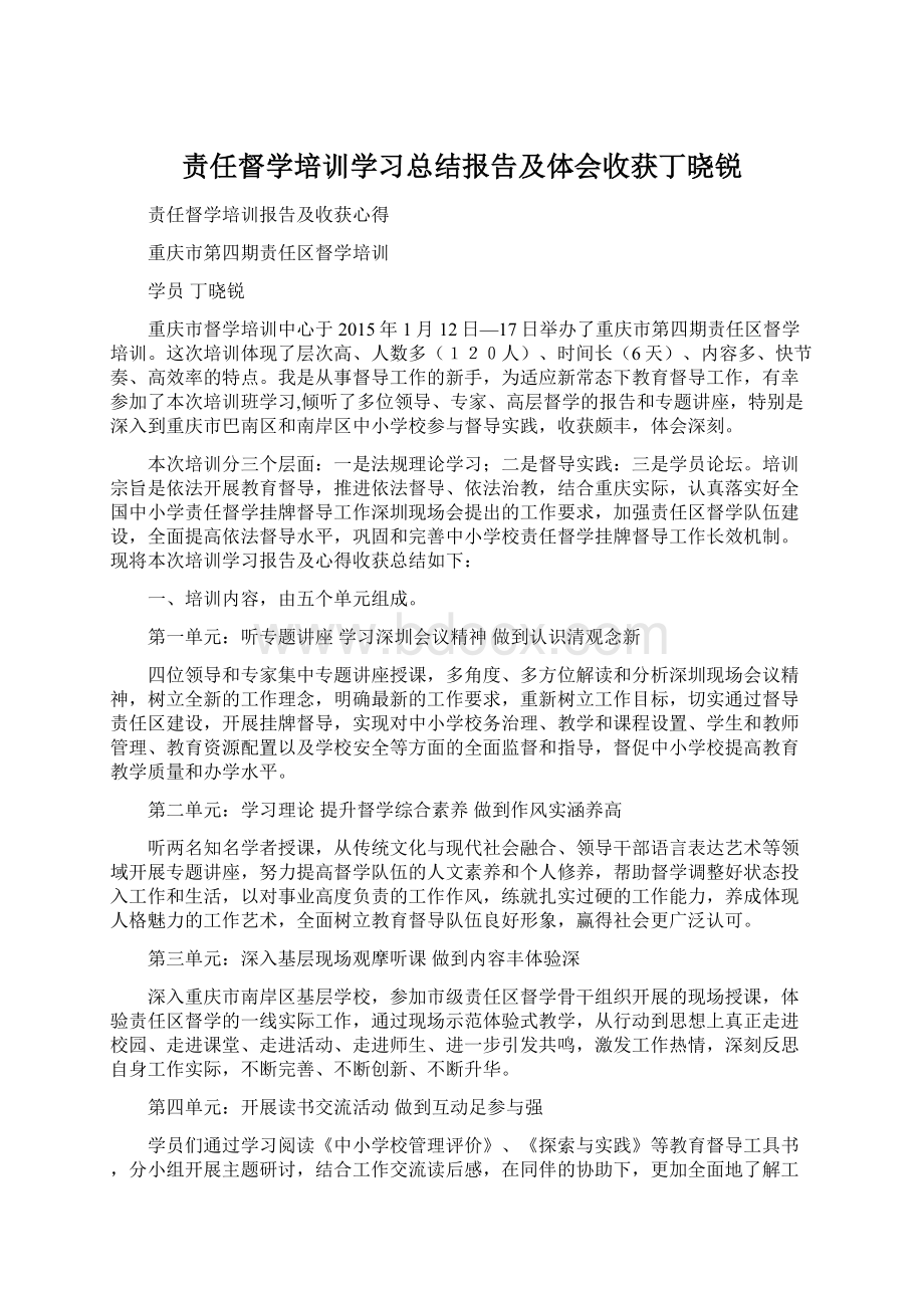 责任督学培训学习总结报告及体会收获丁晓锐Word格式文档下载.docx