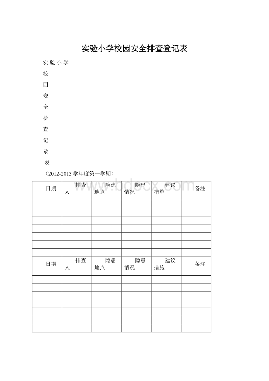 实验小学校园安全排查登记表.docx_第1页