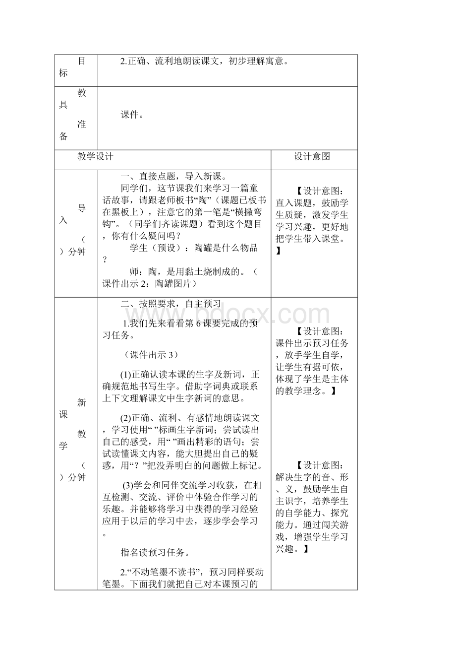 部编版小学三年级语文下册6陶罐和铁罐教案教学设计含教学反思表格版.docx_第2页