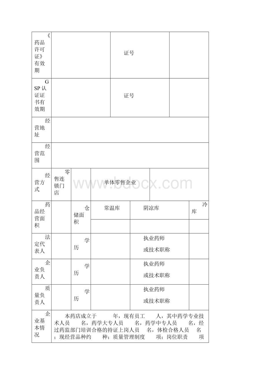 药品零售企业经营许可和认证换证申请表.docx_第2页