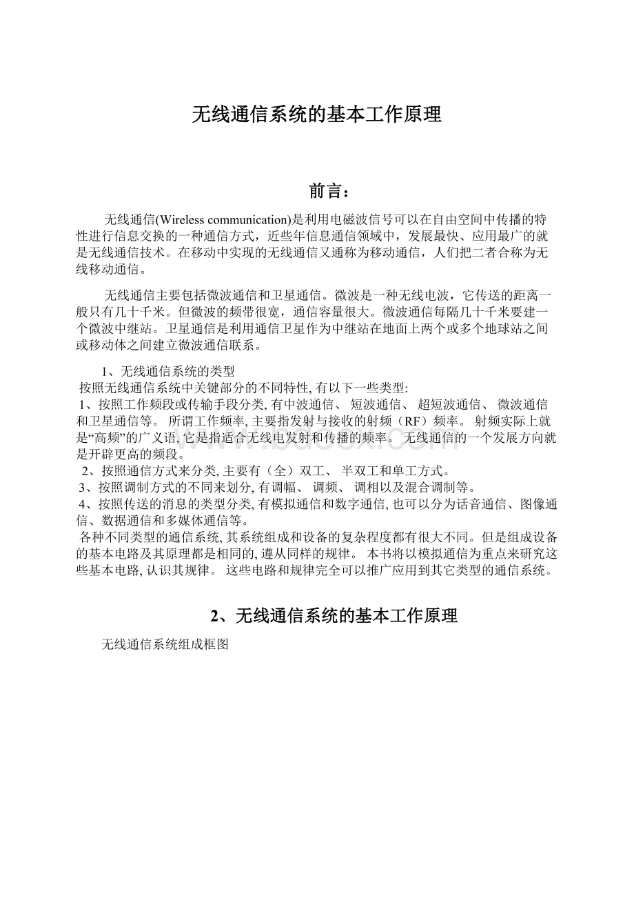 无线通信系统的基本工作原理Word格式文档下载.docx