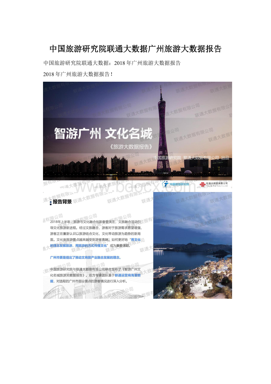 中国旅游研究院联通大数据广州旅游大数据报告.docx_第1页