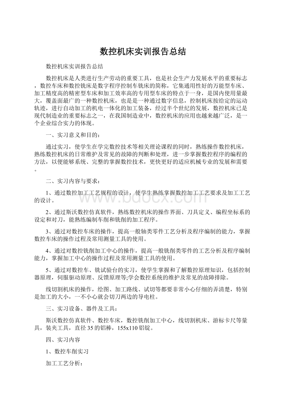 数控机床实训报告总结Word格式文档下载.docx_第1页