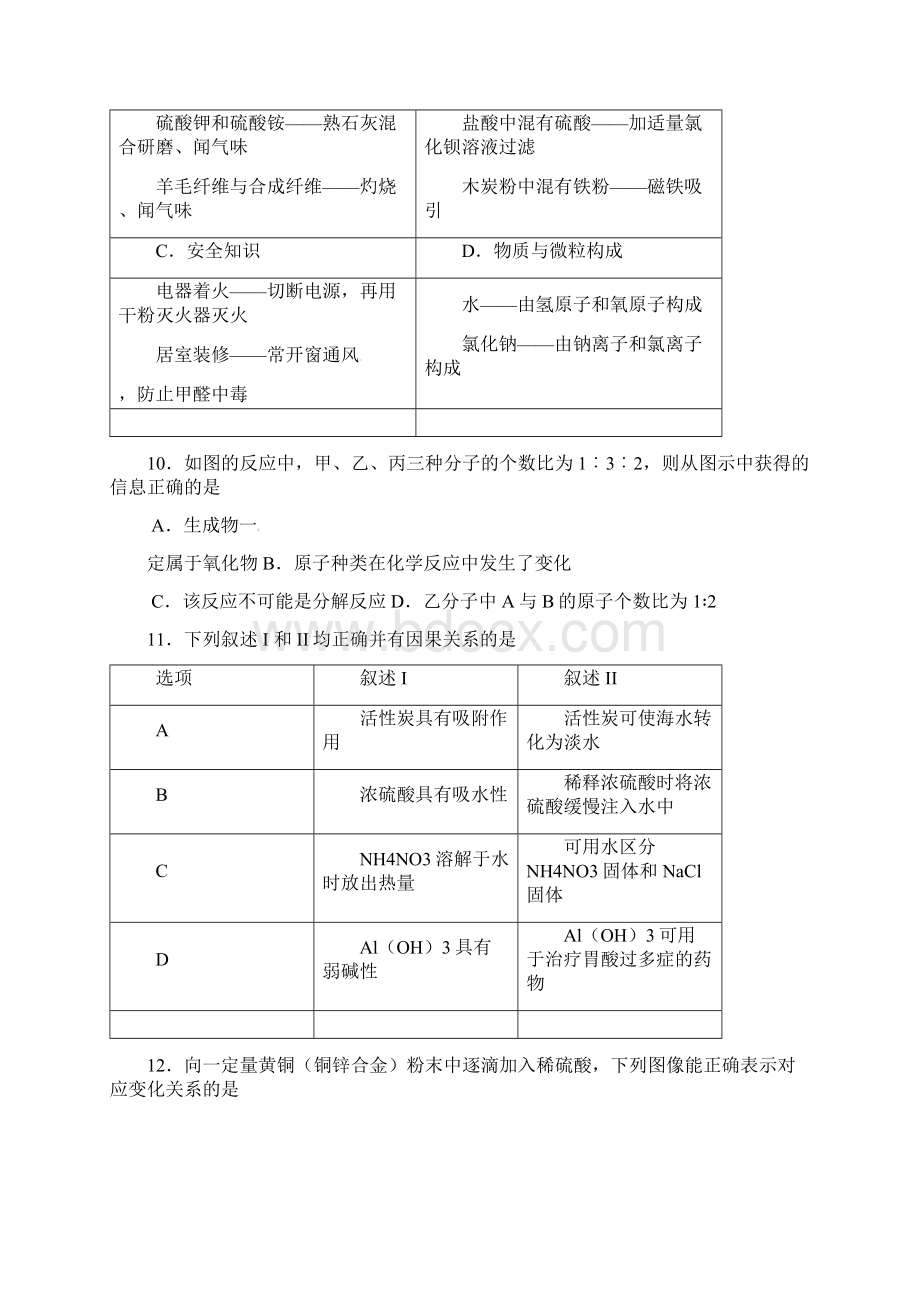 广东省汕头市濠江区届九年级中考模拟考试化学试.docx_第3页