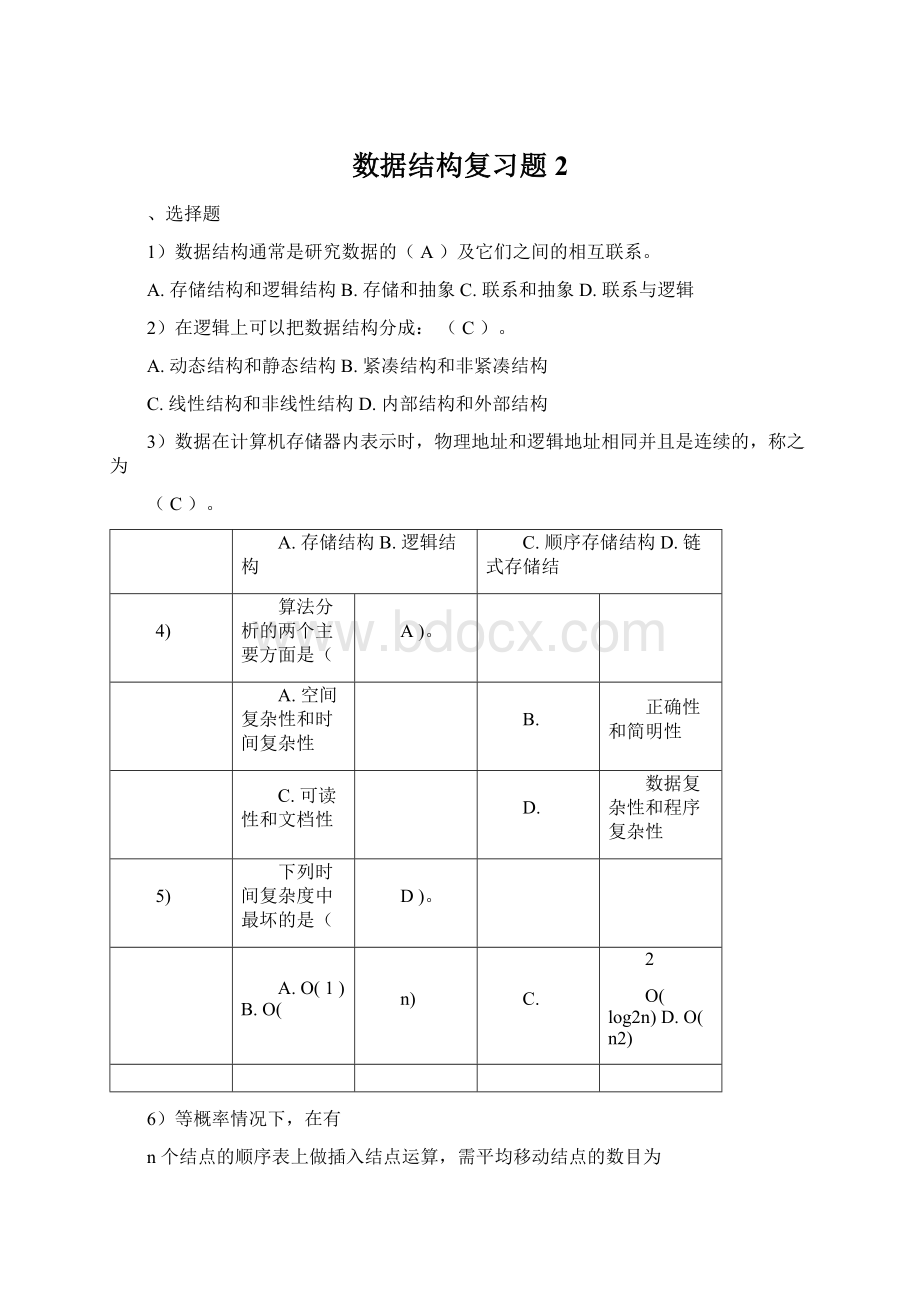 数据结构复习题2.docx