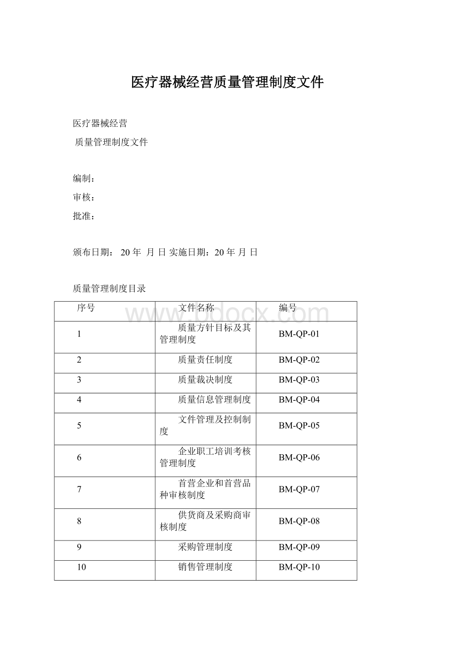 医疗器械经营质量管理制度文件.docx