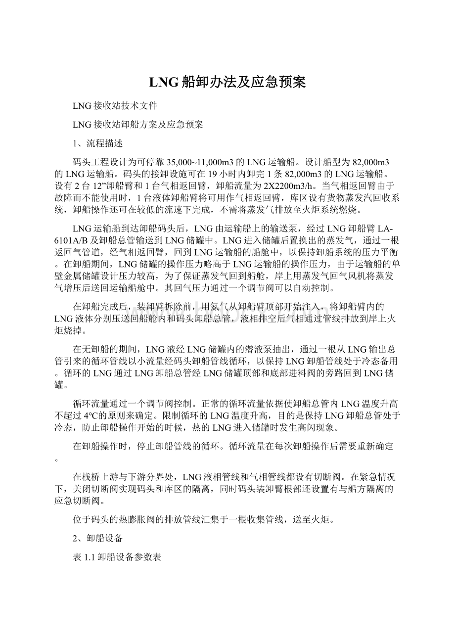 LNG船卸办法及应急预案Word文档格式.docx