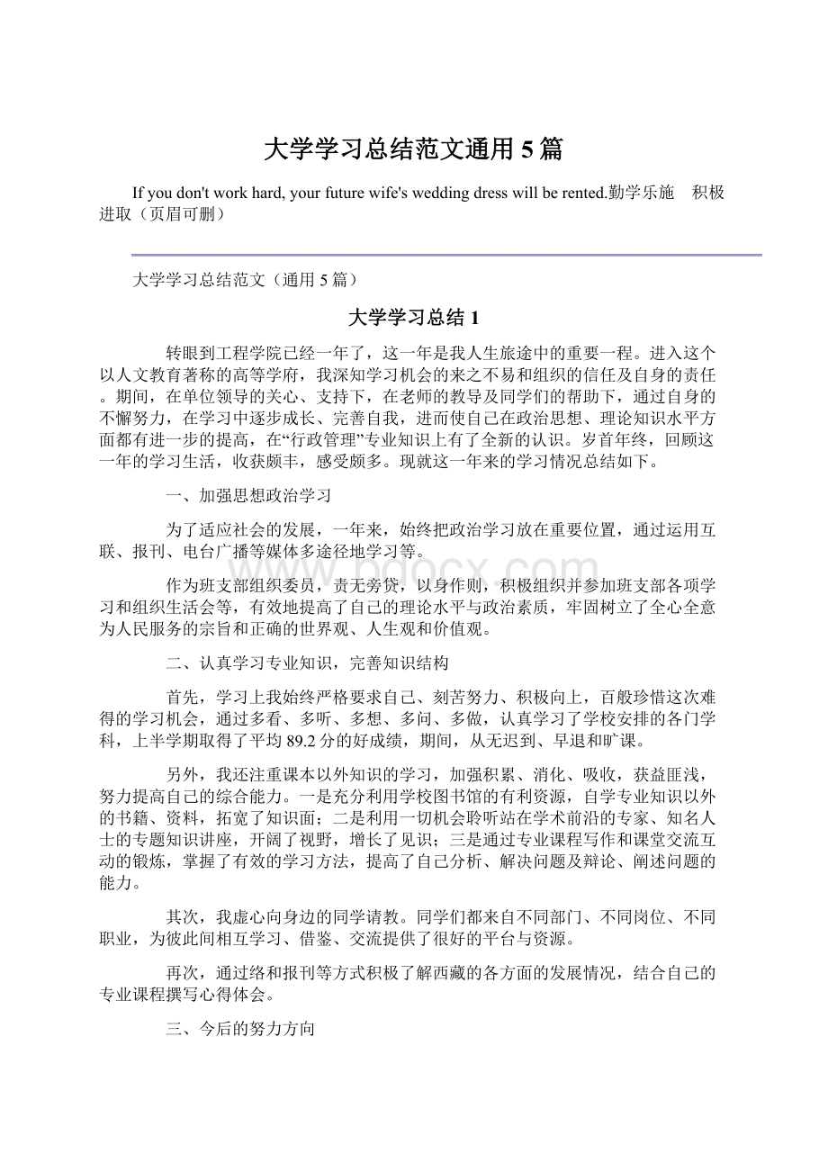 大学学习总结范文通用5篇.docx