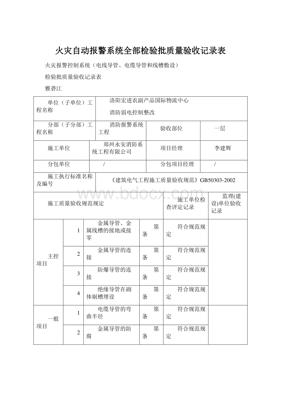 火灾自动报警系统全部检验批质量验收记录表.docx