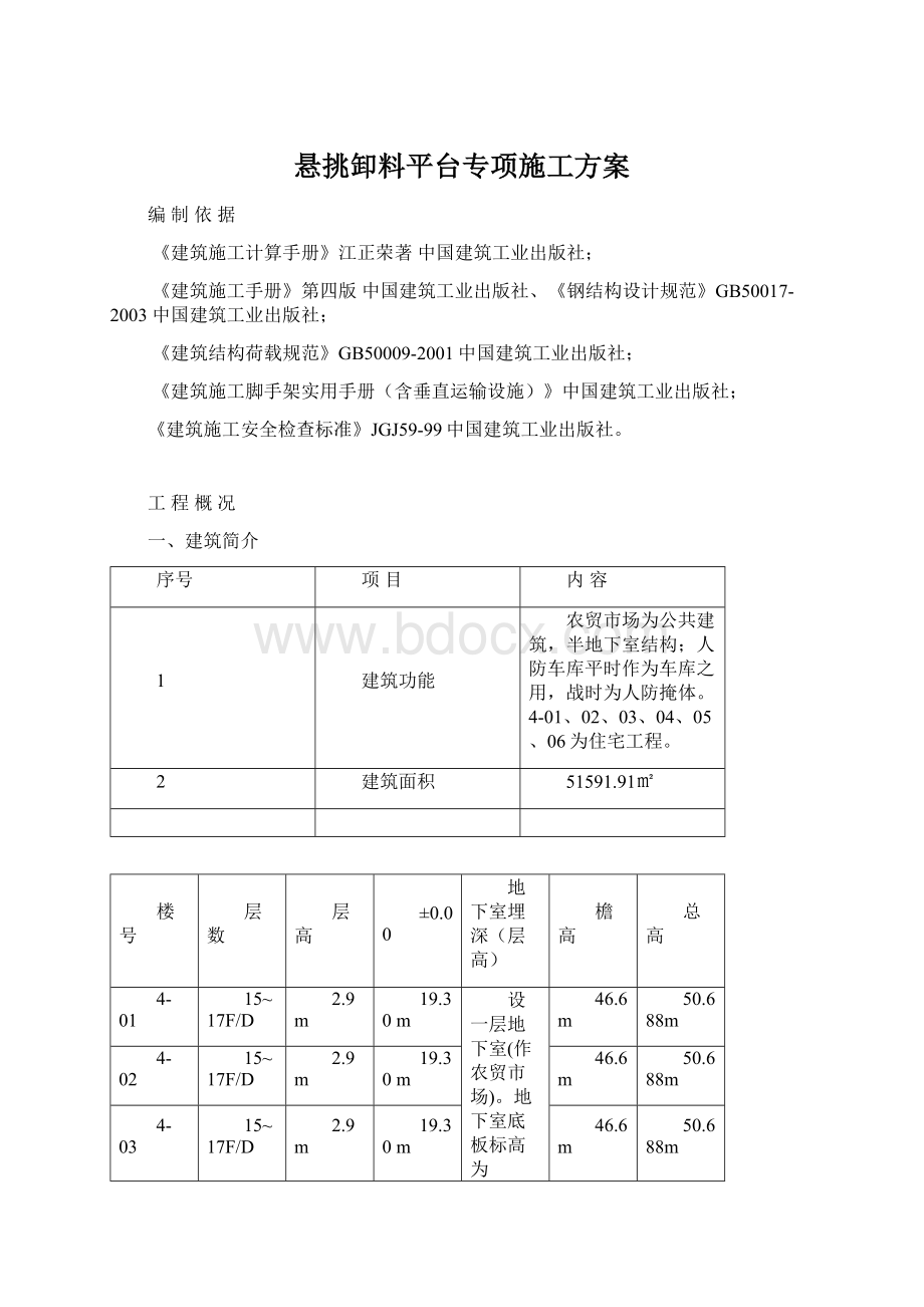 悬挑卸料平台专项施工方案Word文档格式.docx