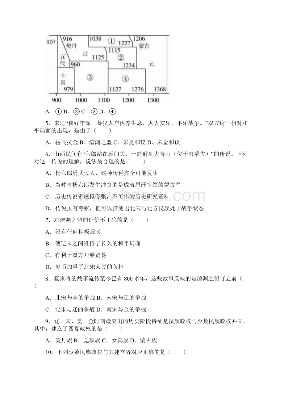 学年度七年级历史下册同步练习第7课辽西夏与南宋的并立.docx_第2页