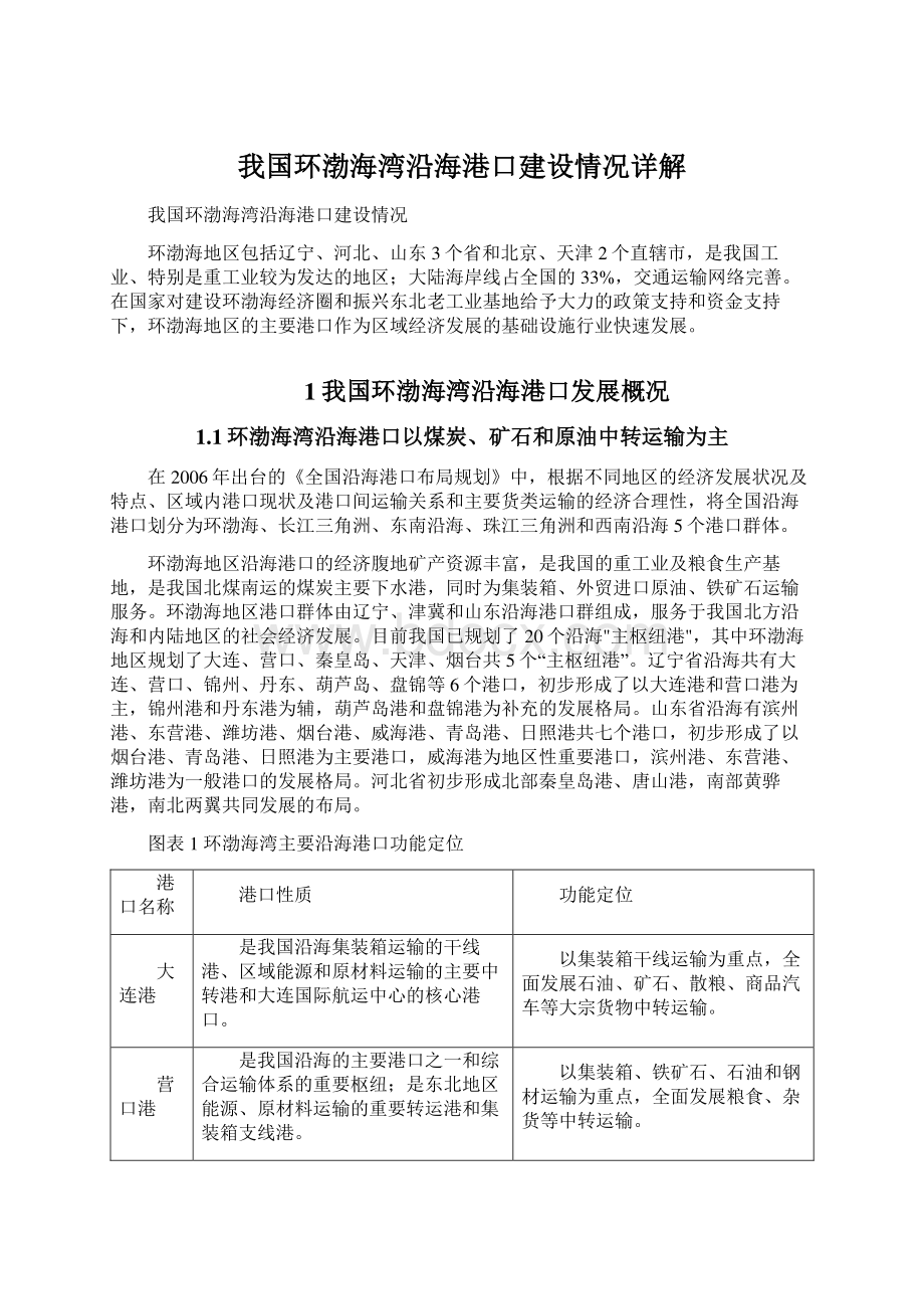 我国环渤海湾沿海港口建设情况详解Word格式文档下载.docx_第1页