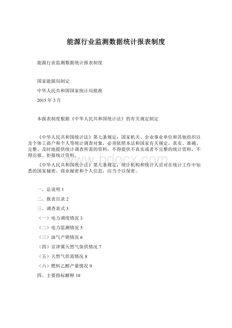 能源行业监测数据统计报表制度Word文件下载.docx