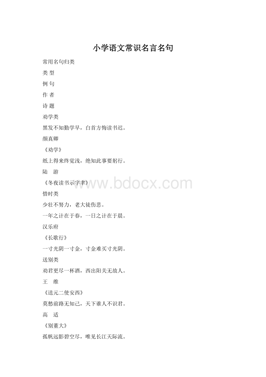 小学语文常识名言名句.docx_第1页