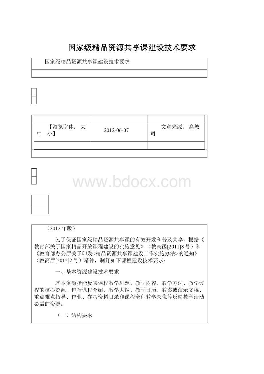 国家级精品资源共享课建设技术要求.docx