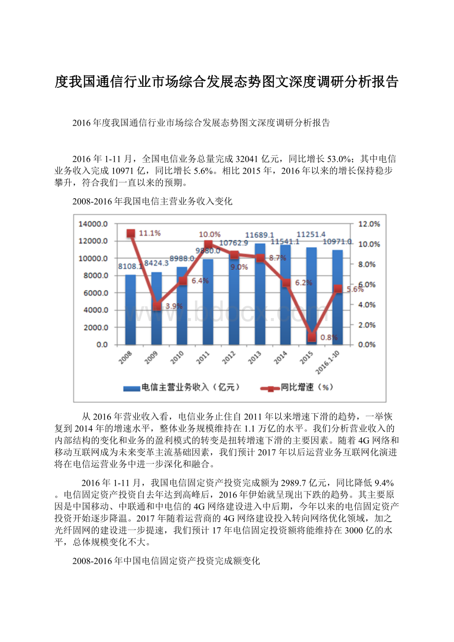 度我国通信行业市场综合发展态势图文深度调研分析报告.docx