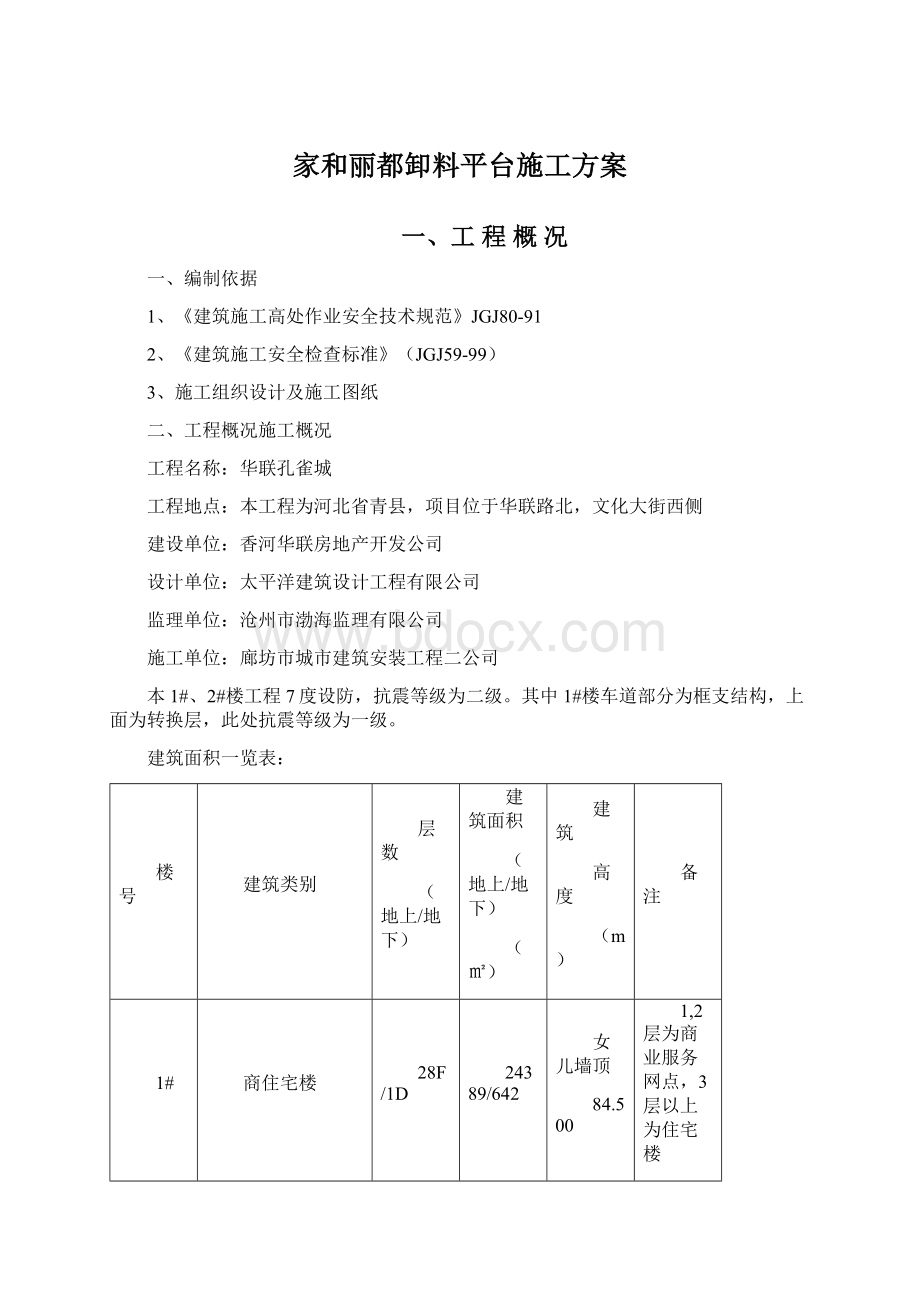 家和丽都卸料平台施工方案文档格式.docx_第1页