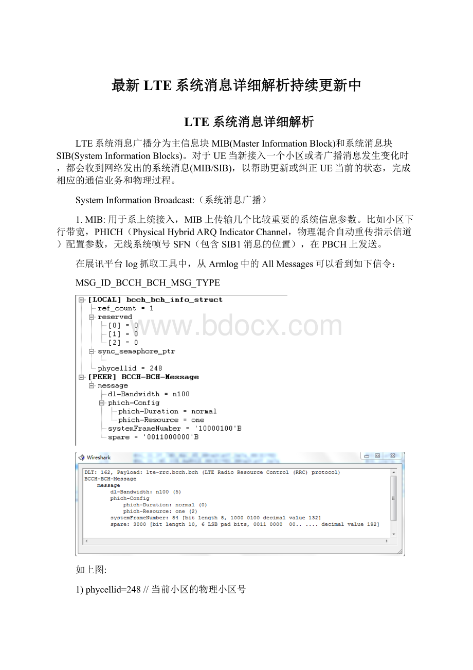 最新LTE系统消息详细解析持续更新中Word格式.docx_第1页