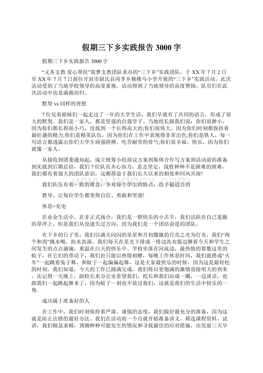 假期三下乡实践报告3000字.docx_第1页