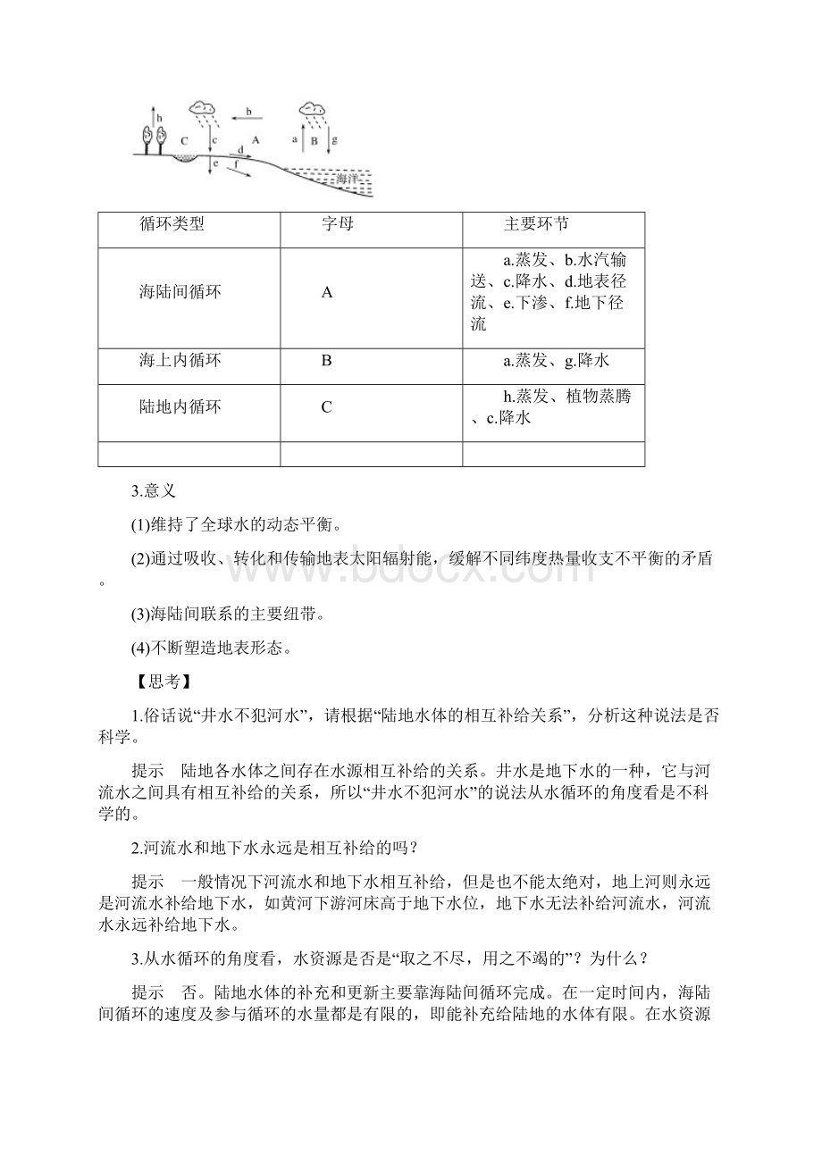 版地理高一人教版必修一地球上的水31学案Word版含答案.docx_第2页