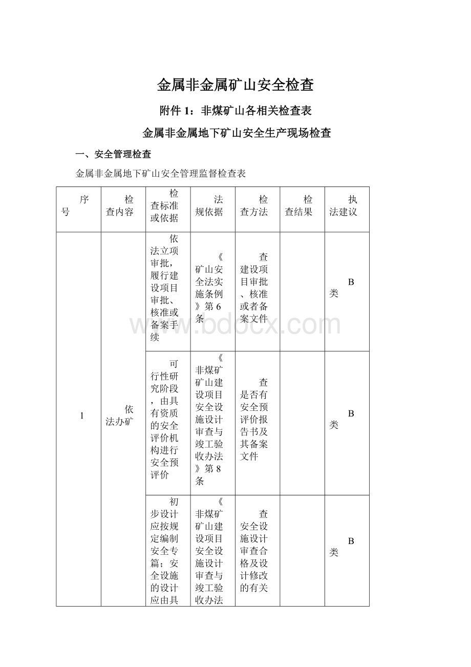 金属非金属矿山安全检查.docx