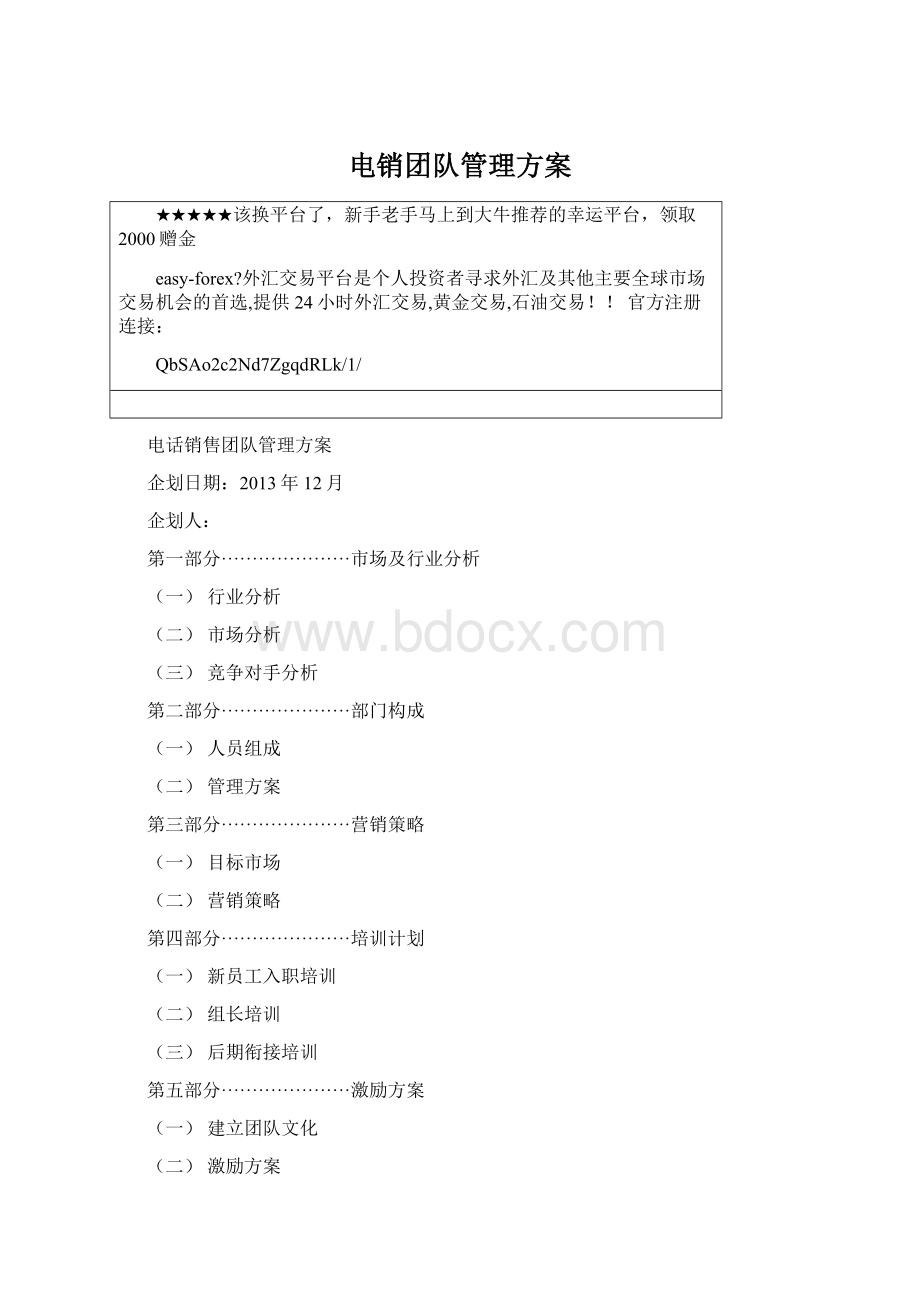 电销团队管理方案文档格式.docx_第1页