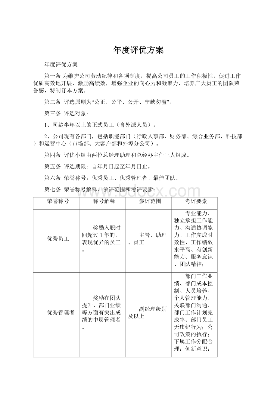 年度评优方案.docx_第1页