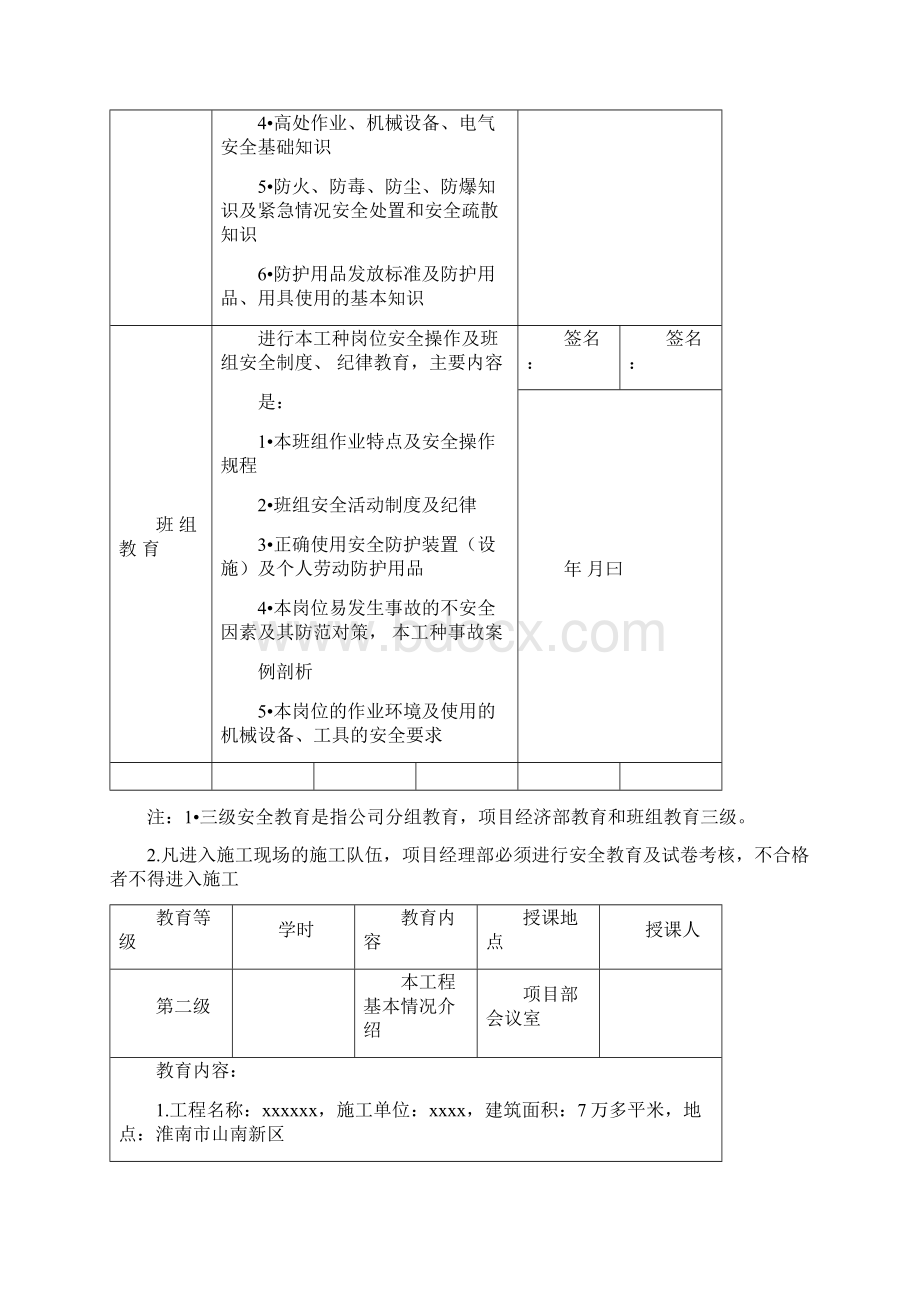 建筑企业三级安全教育记录与表格全.docx_第3页