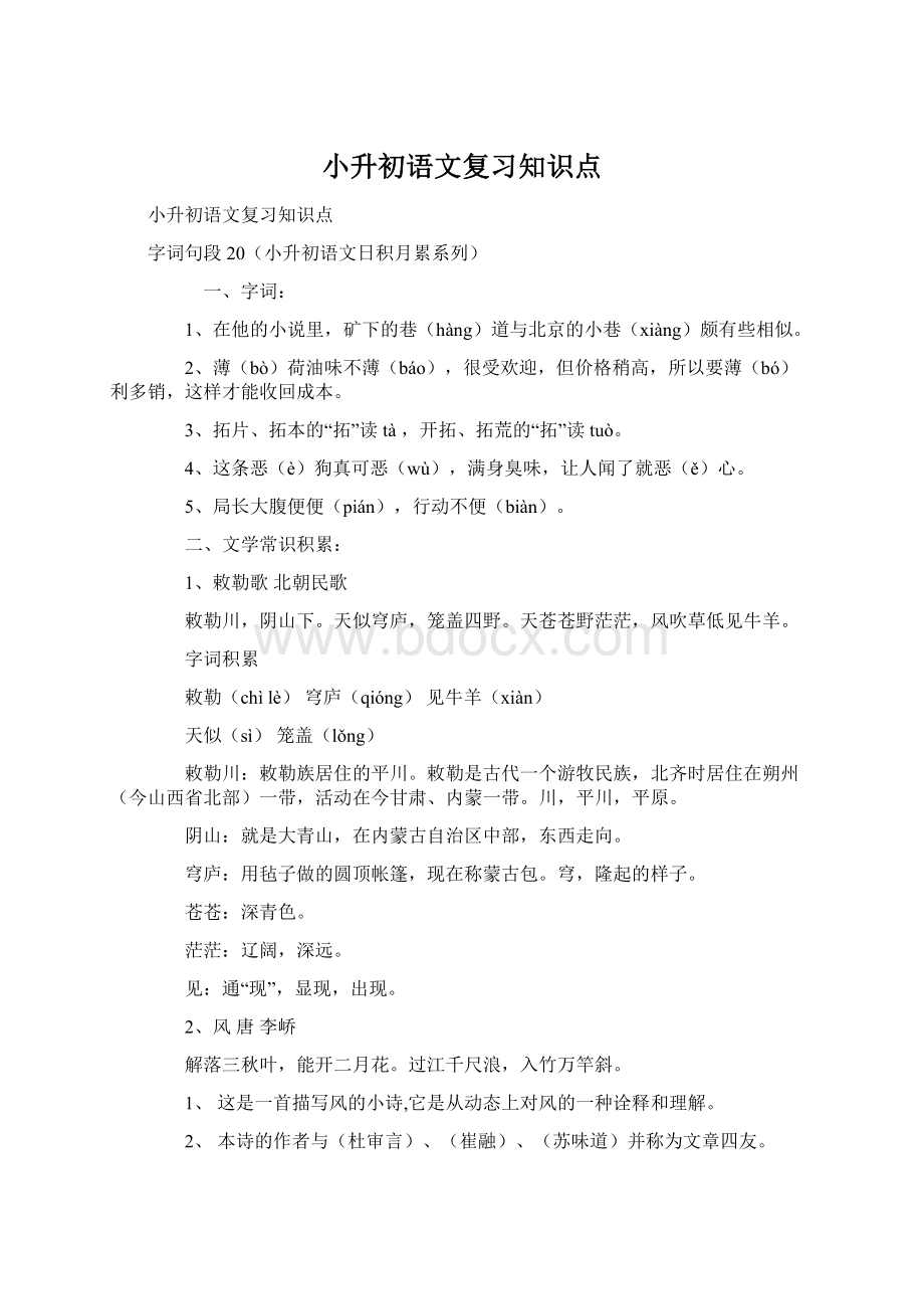 小升初语文复习知识点.docx_第1页