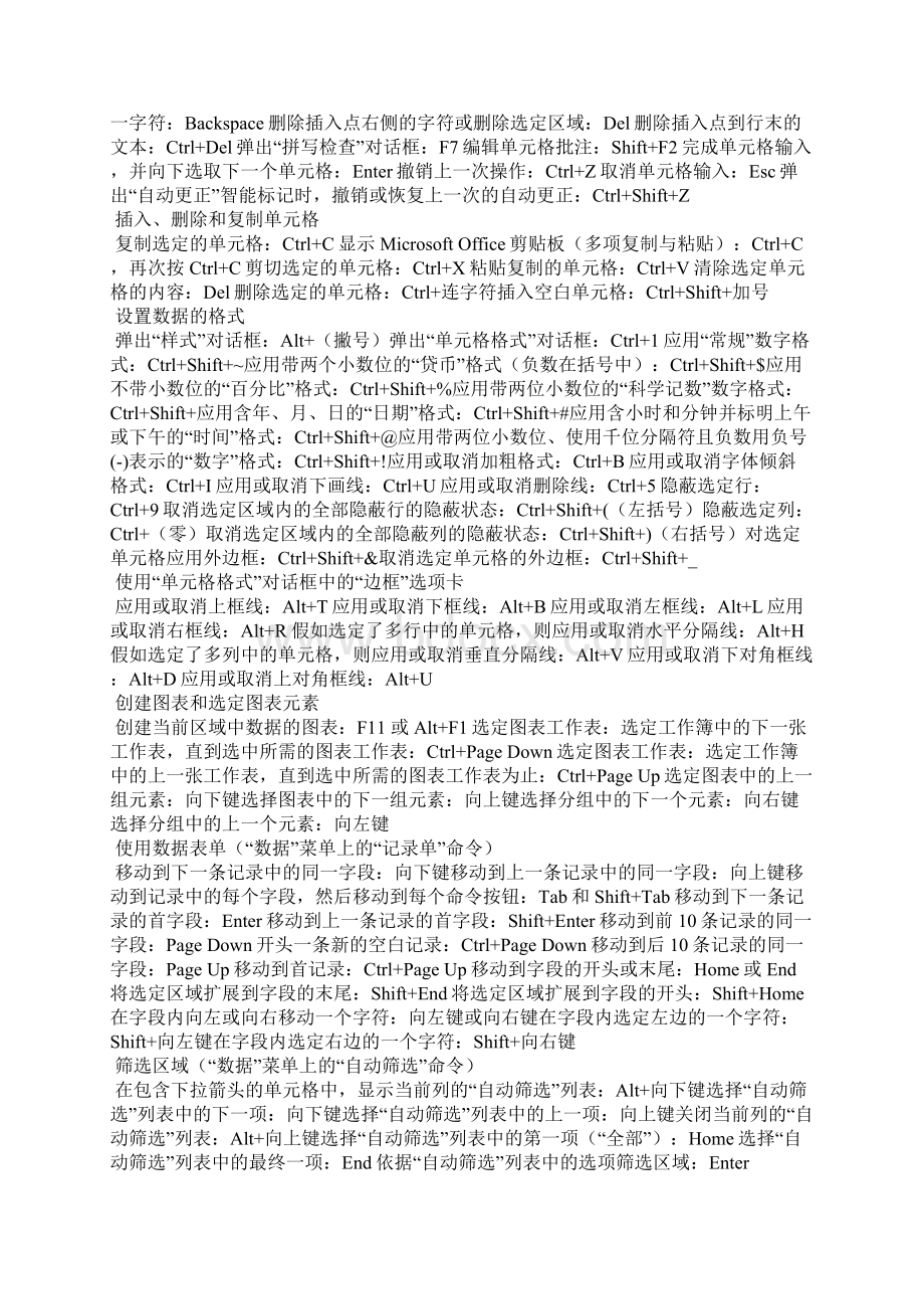 Excel常用快捷键大全非常全面常用快捷键大全文档格式.docx_第3页