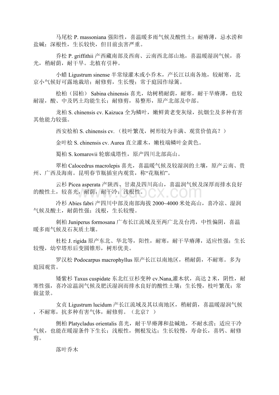 全国各地园林绿化常用园林植物习性大全.docx_第3页