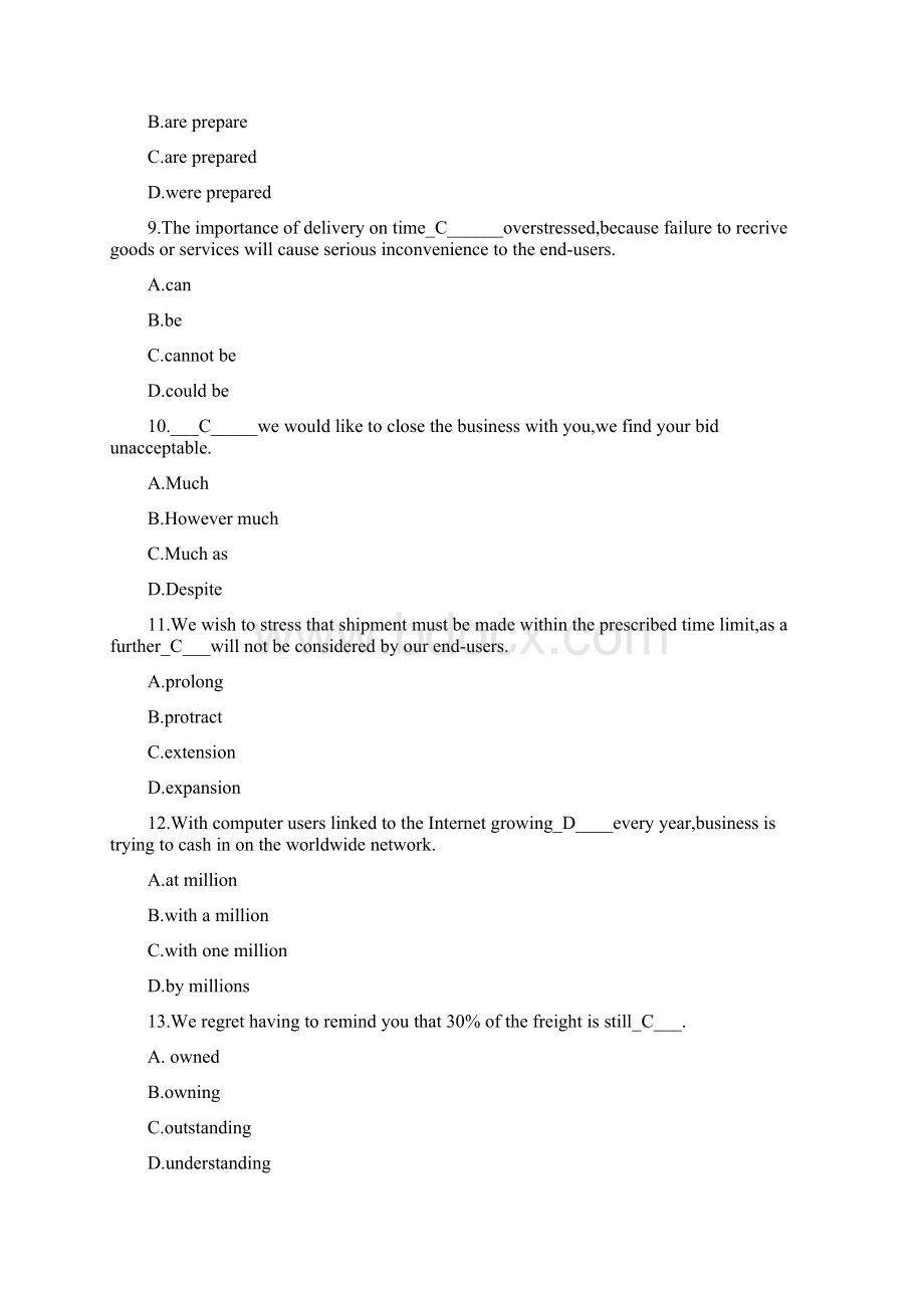 外销员《外贸外语》全真模拟试题及答案3.docx_第3页