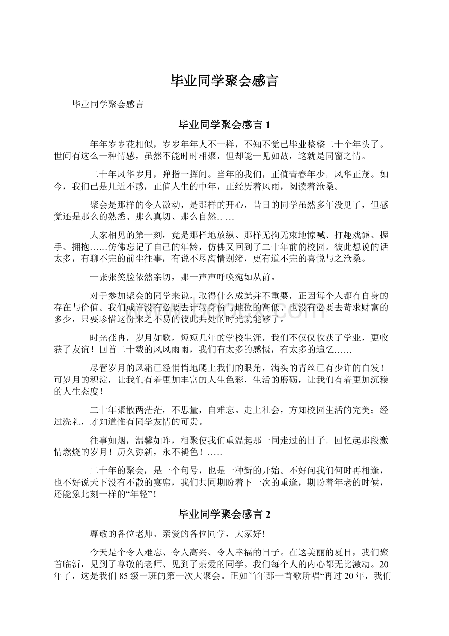 毕业同学聚会感言文档格式.docx