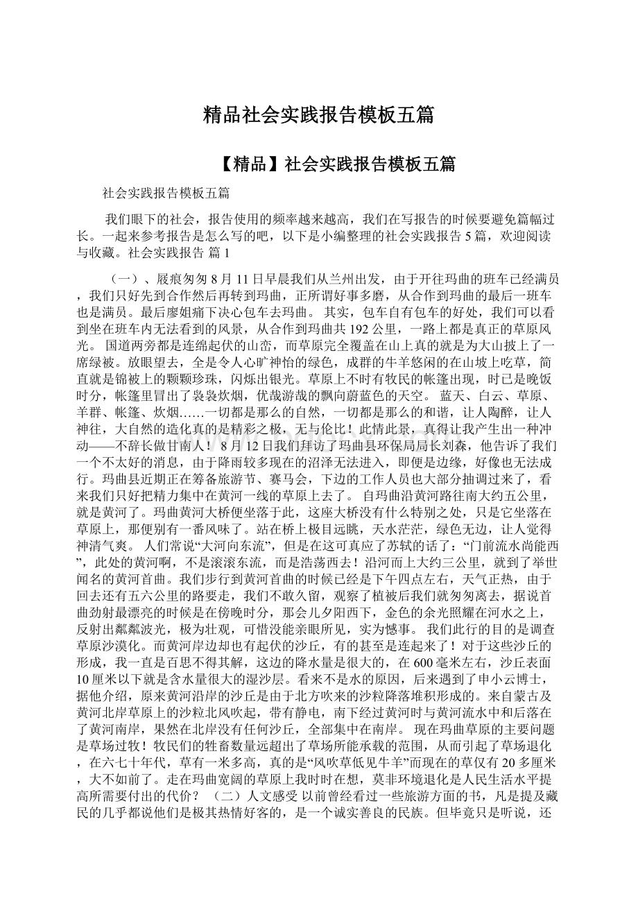 精品社会实践报告模板五篇.docx_第1页