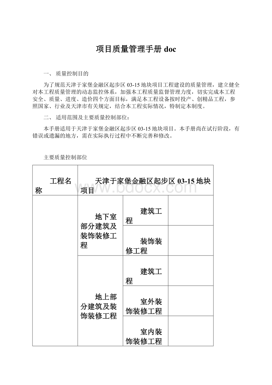 项目质量管理手册doc.docx_第1页