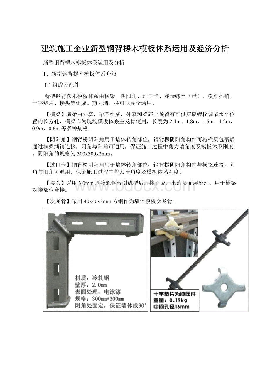 建筑施工企业新型钢背楞木模板体系运用及经济分析.docx