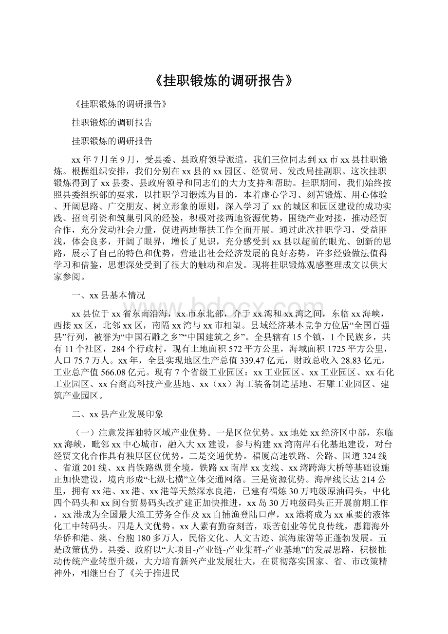 《挂职锻炼的调研报告》.docx