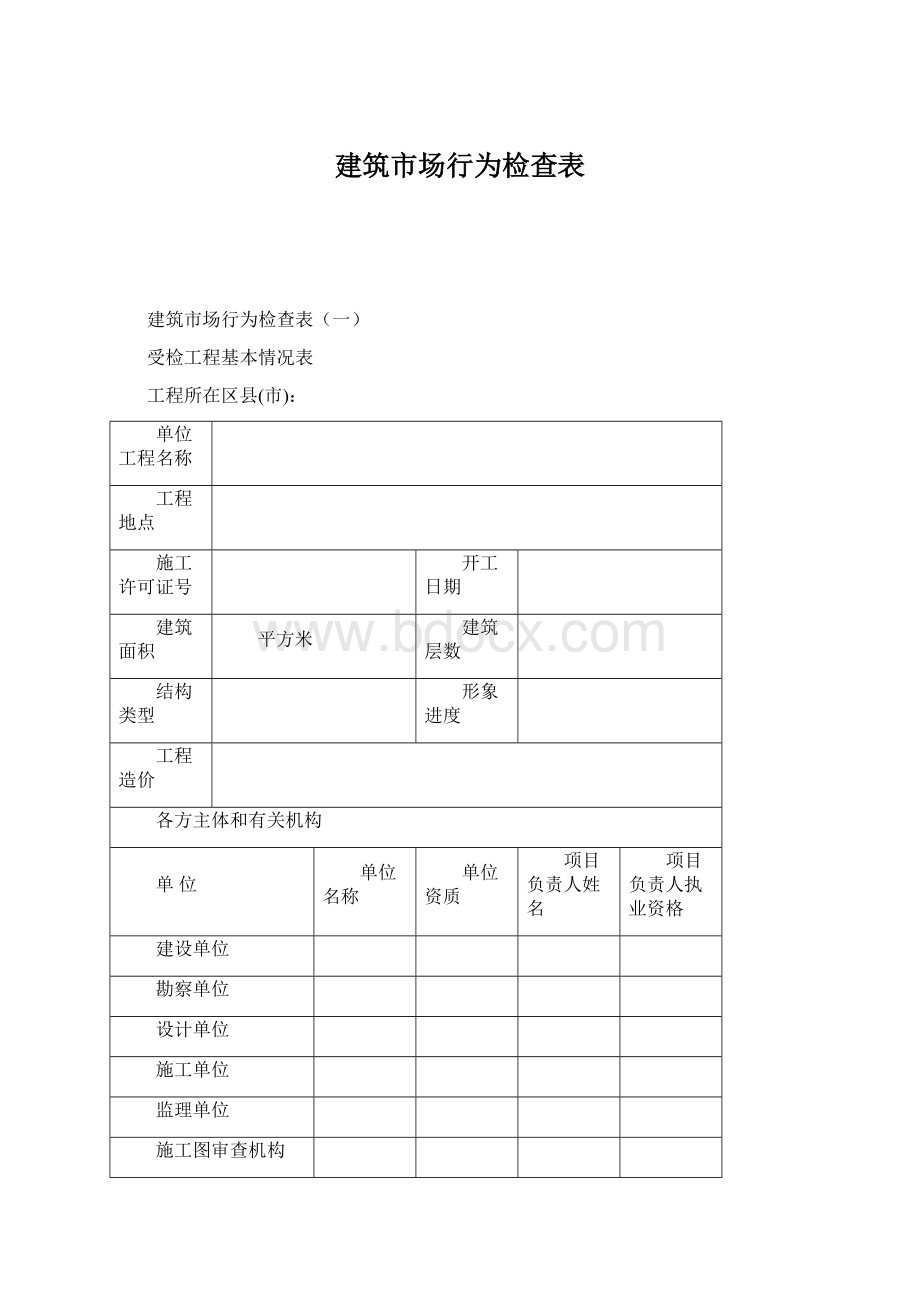 建筑市场行为检查表.docx_第1页