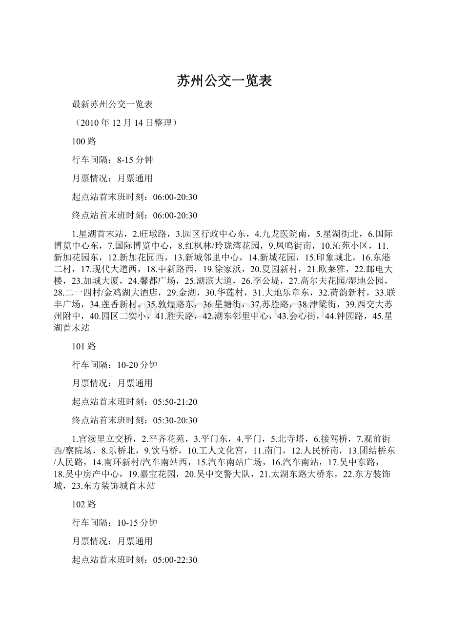 苏州公交一览表Word文档下载推荐.docx