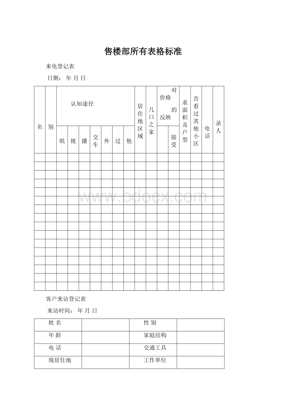 售楼部所有表格标准.docx_第1页