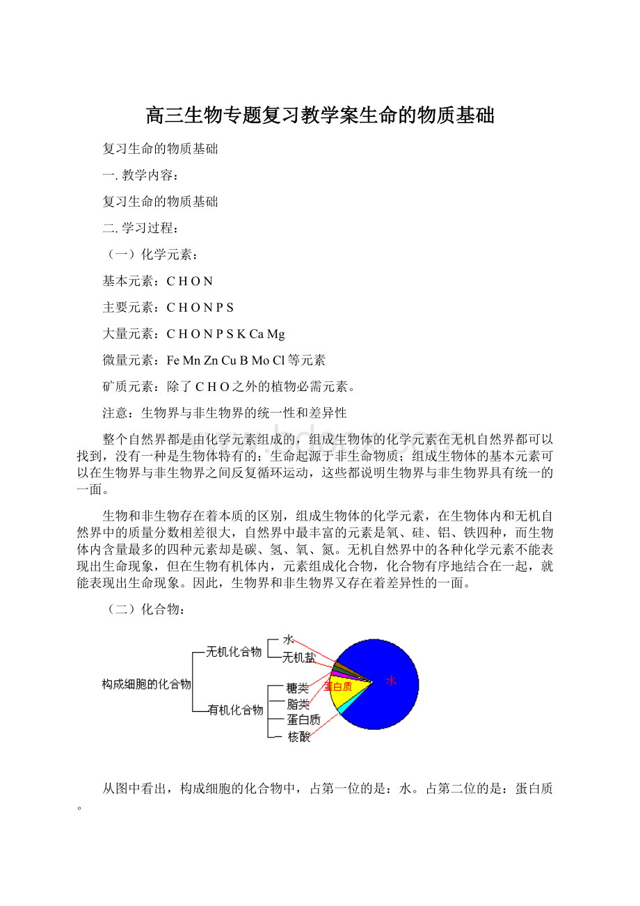 高三生物专题复习教学案生命的物质基础文档格式.docx